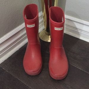 Kids red hunter boots size 12 great condition girl